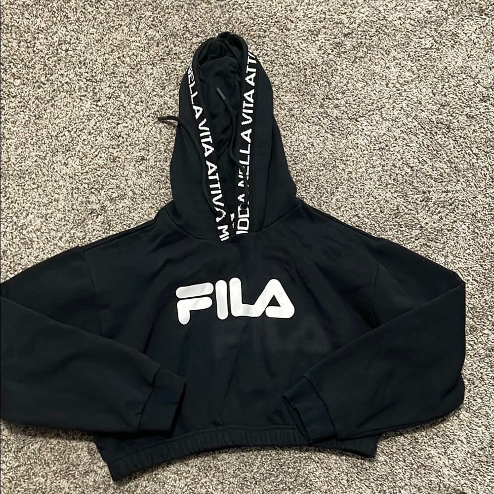 Fila Black Cropped Hoodie